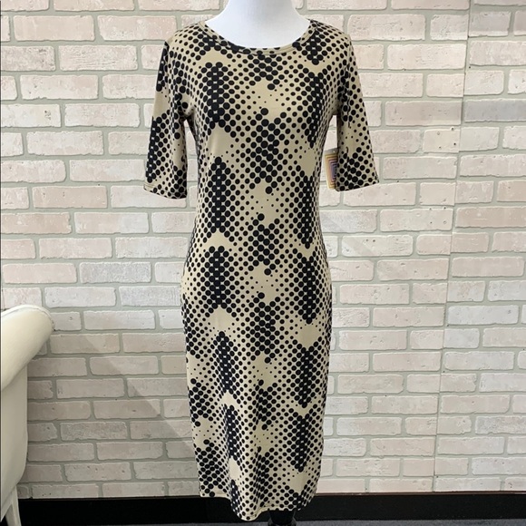 LulaRoe Polka Dot Julia Midi Dress - Black and Cream - Picture 1 of 3